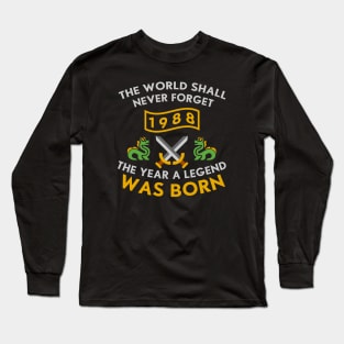 1988 The Year A Legend Was Born Dragons and Swords Design (Light) Long Sleeve T-Shirt